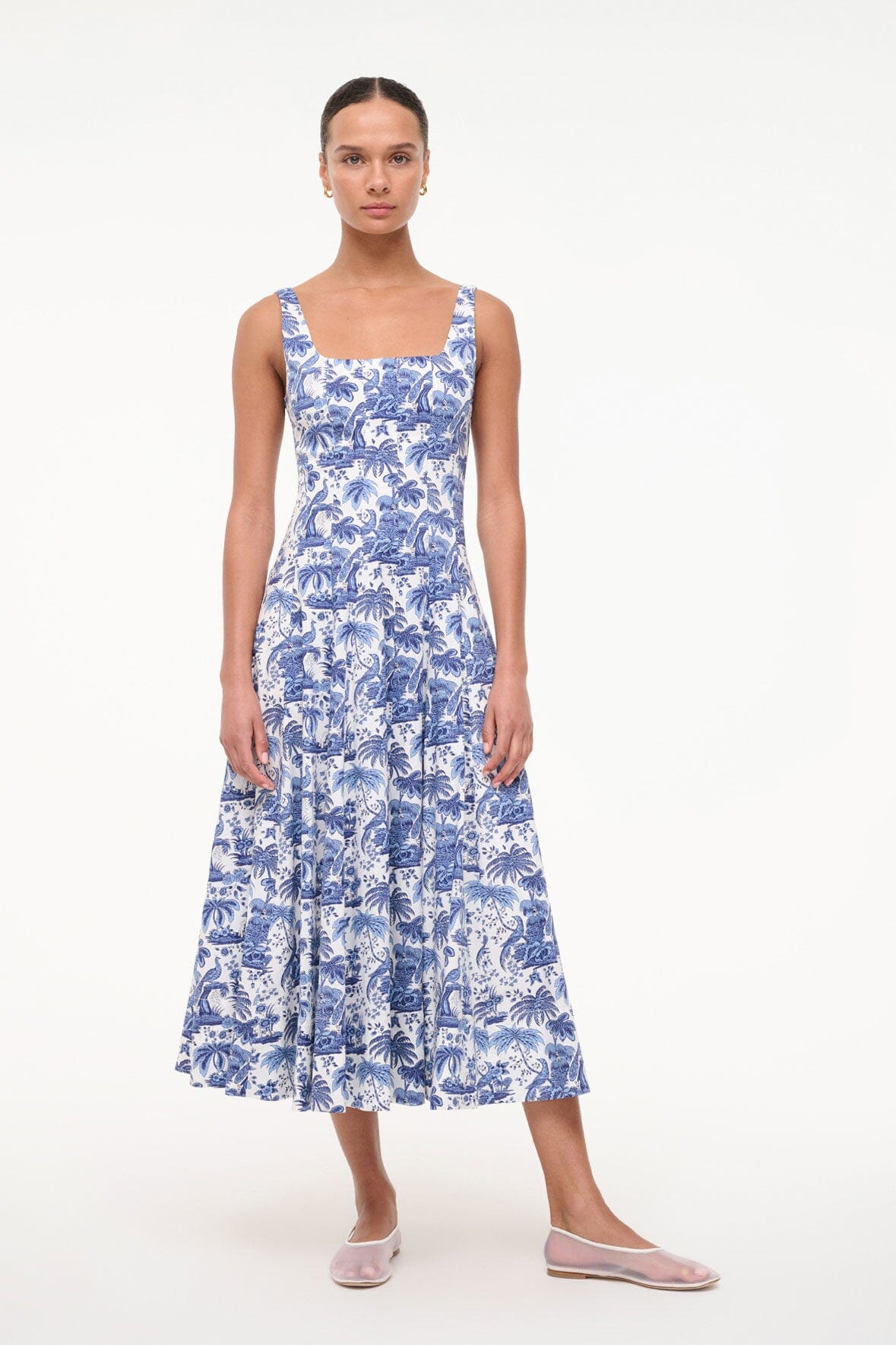 STAUD | Wells Dress - China Blue Toile