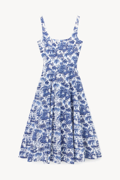 STAUD | Wells Dress - China Blue Toile