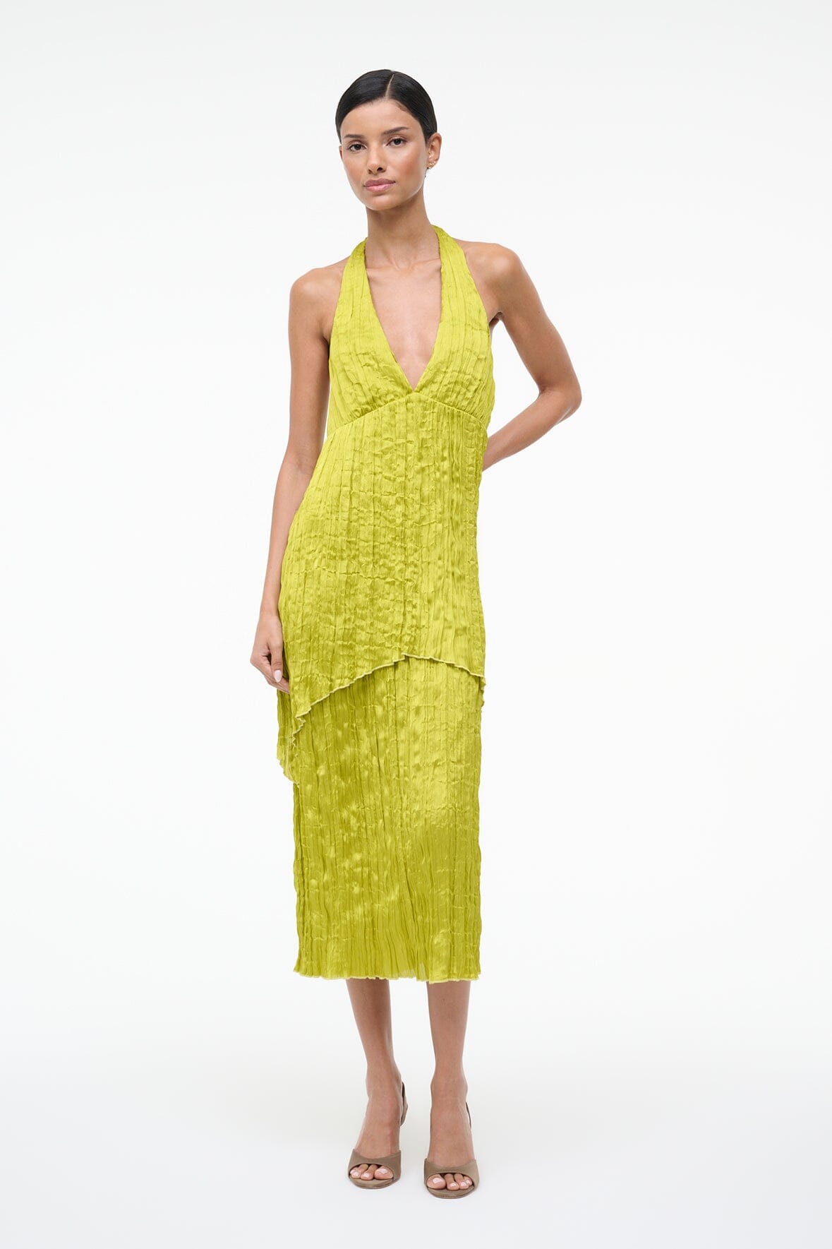STAUD | Laurie Dress Chartreuse