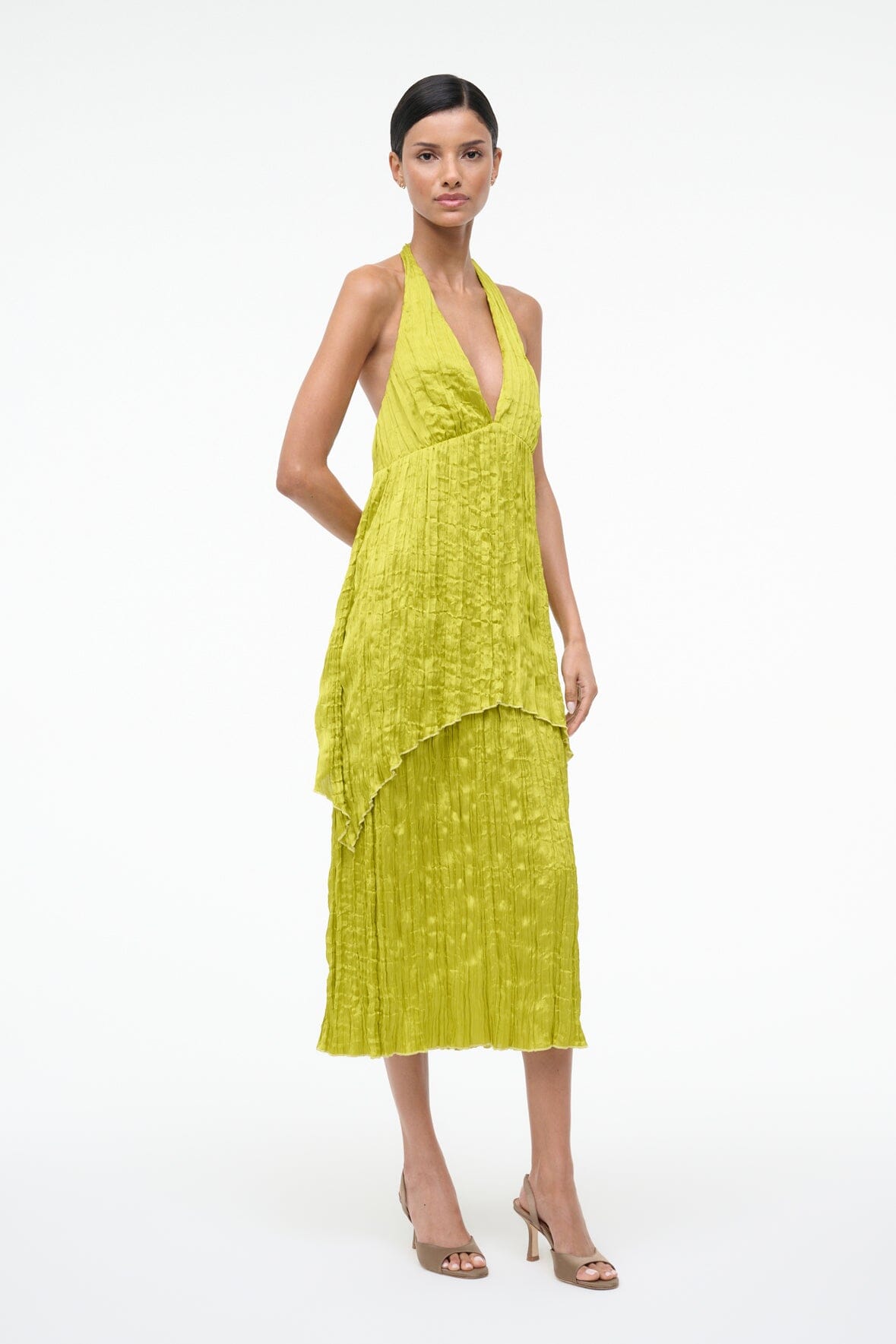 STAUD | Laurie Dress Chartreuse