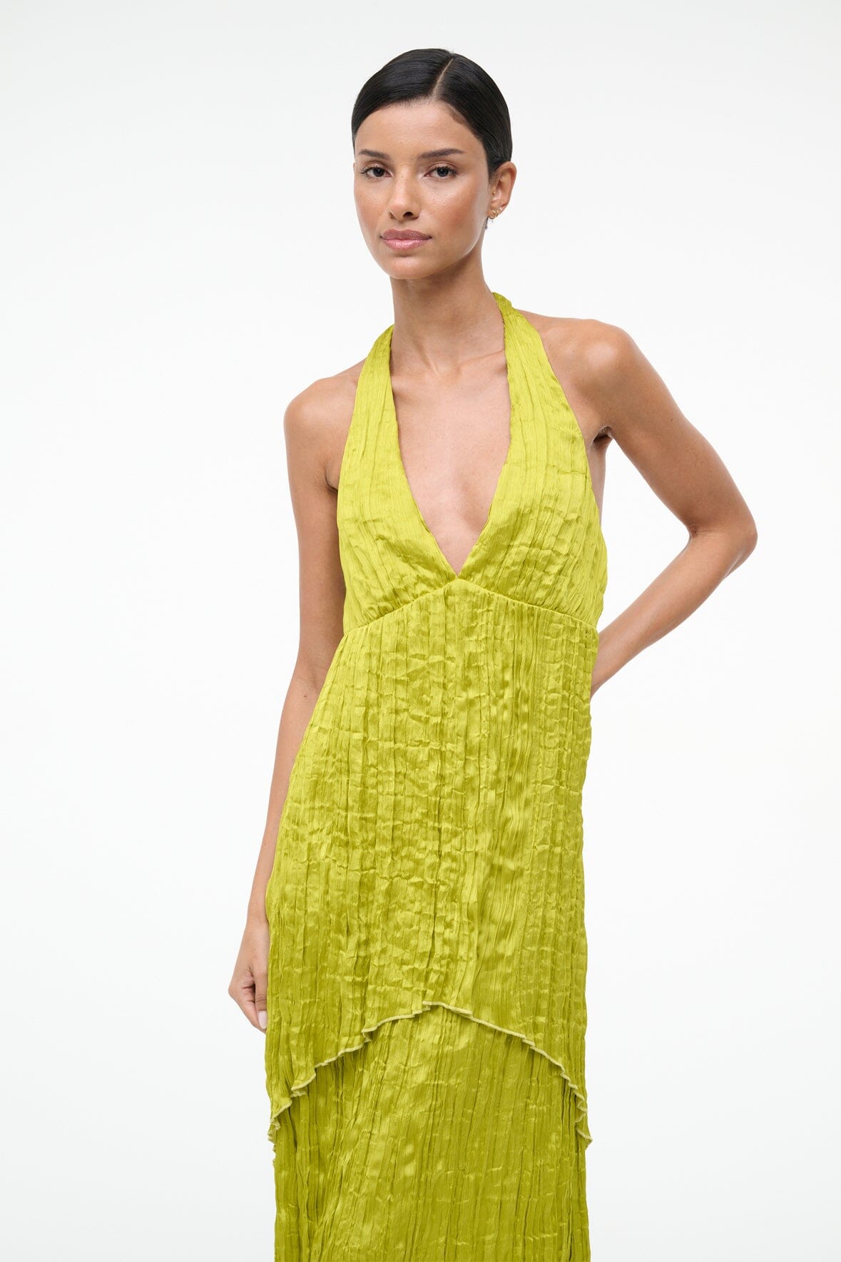 STAUD | Laurie Dress Chartreuse