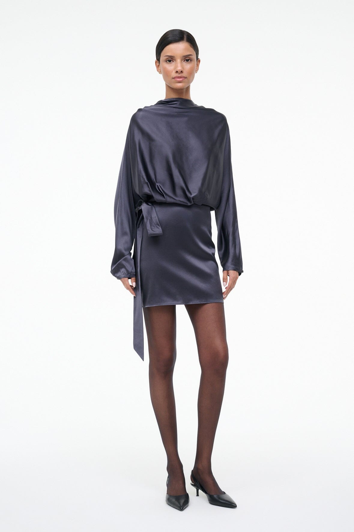 STAUD | Phoebe Silk Mini Dress Nocturne