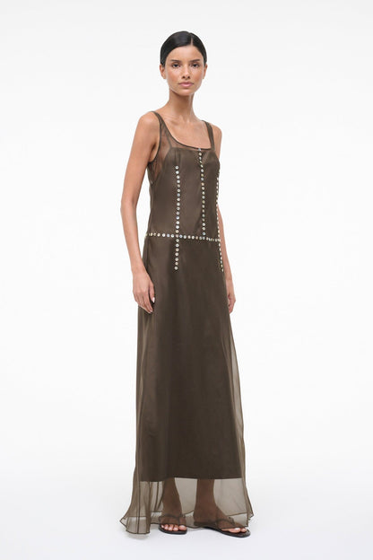 STAUD | Greta Silk Dress Soil