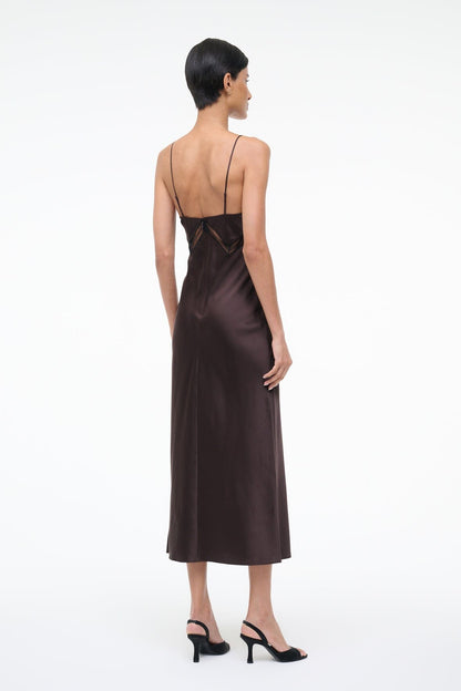 STAUD | Terra Silk Dress Earth