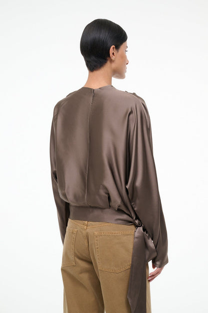 STAUD | Phoebe Silk Top Truffle