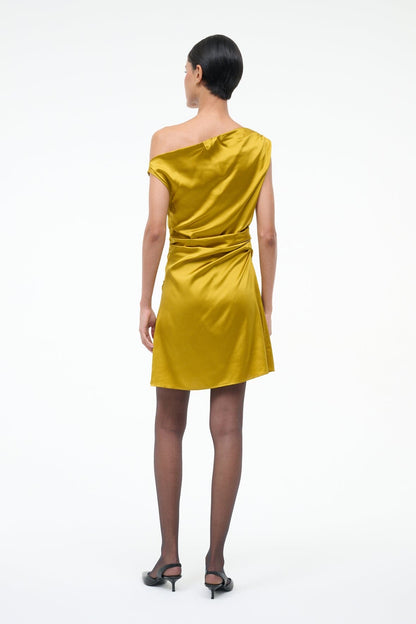 STAUD | Mini Phare Silk Dress Turmeric