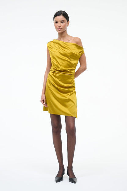 STAUD | Mini Phare Silk Dress Turmeric