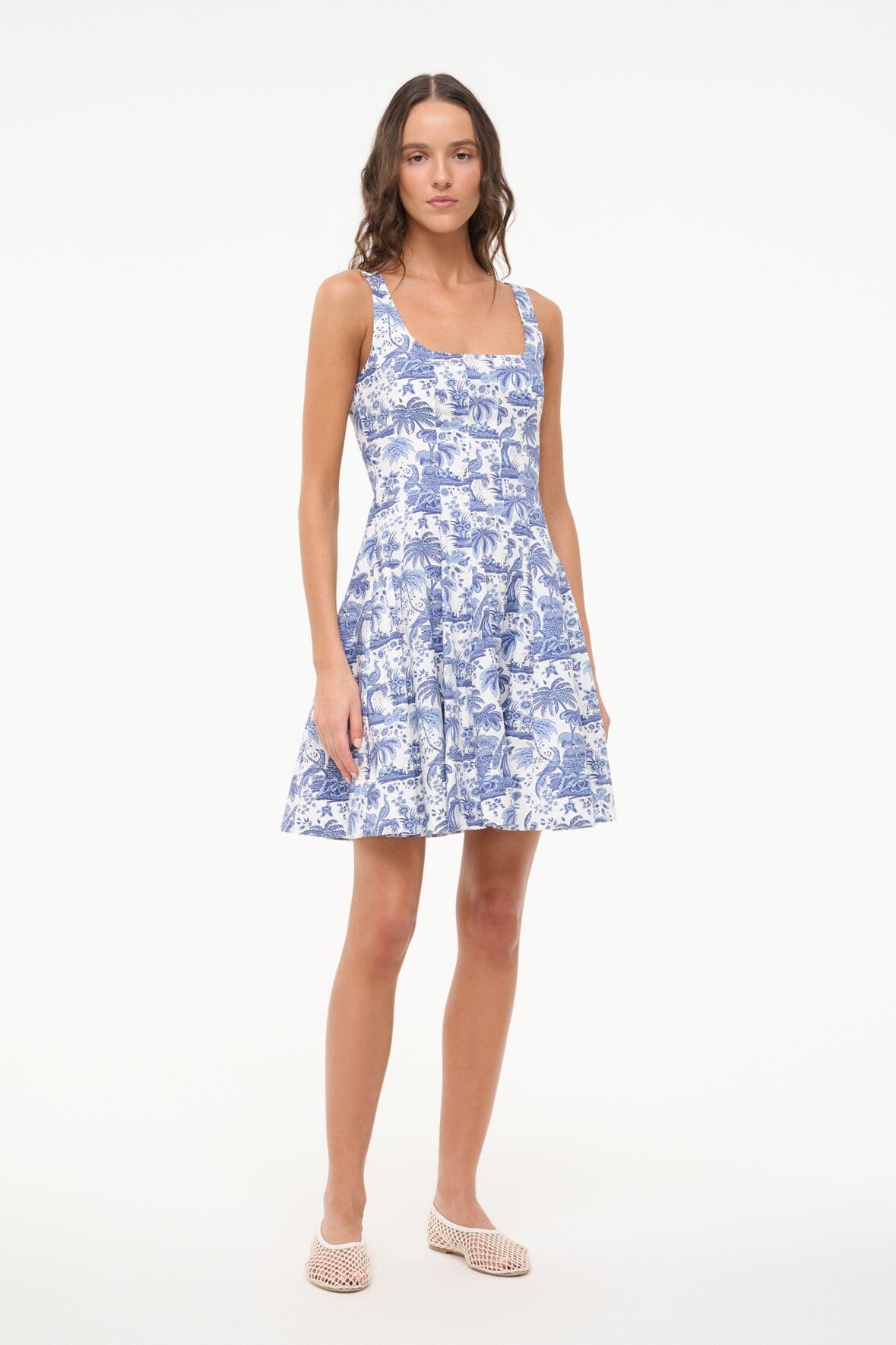 STAUD | Mini Wells Dress - Blue Toile