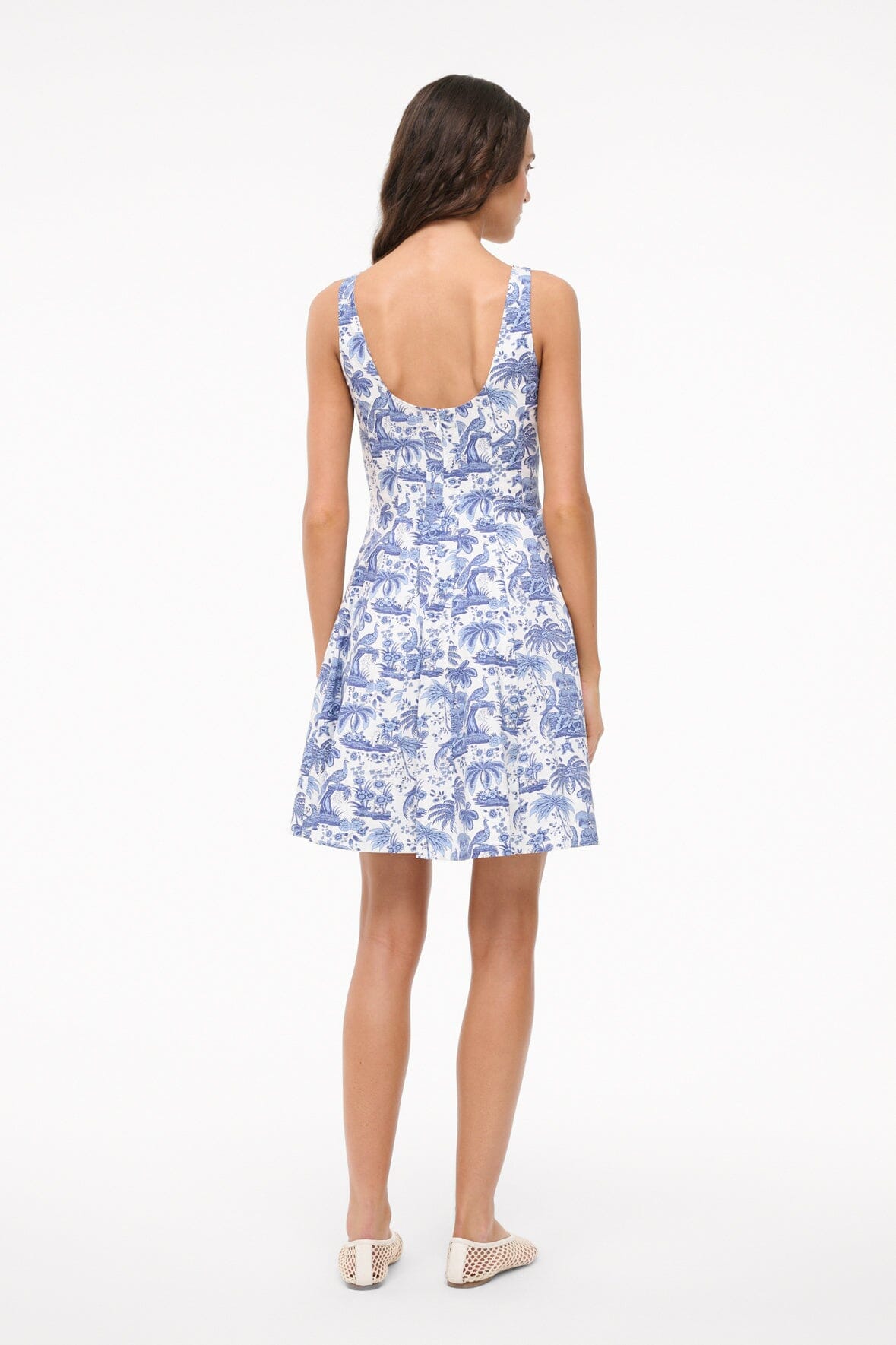 STAUD | Mini Wells Dress - Blue Toile