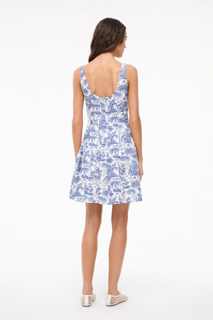 STAUD | Mini Wells Dress - Blue Toile