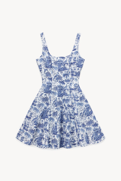 STAUD | Mini Wells Dress - Blue Toile