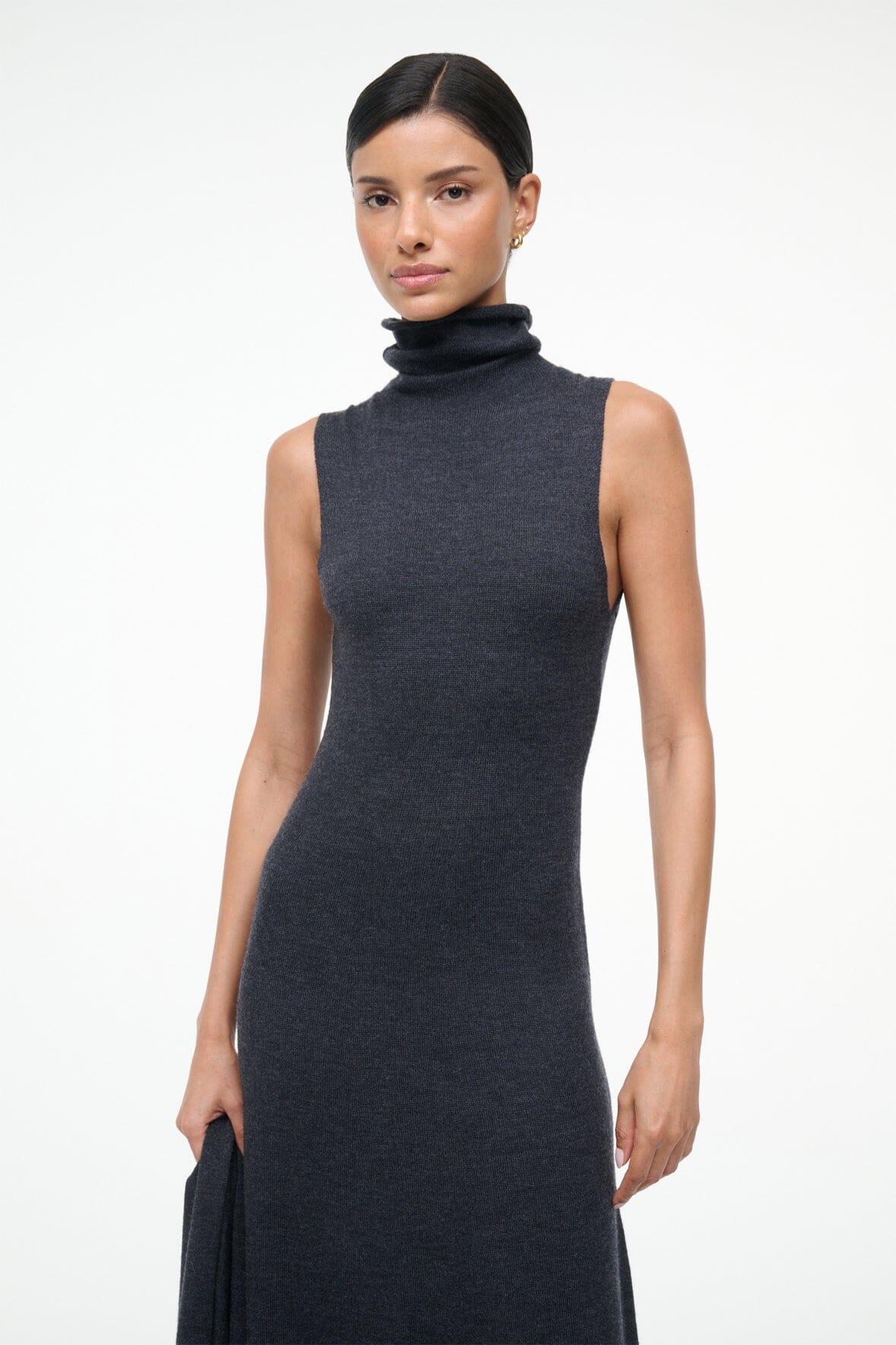 STAUD | Canal Midi Dress Charcoal