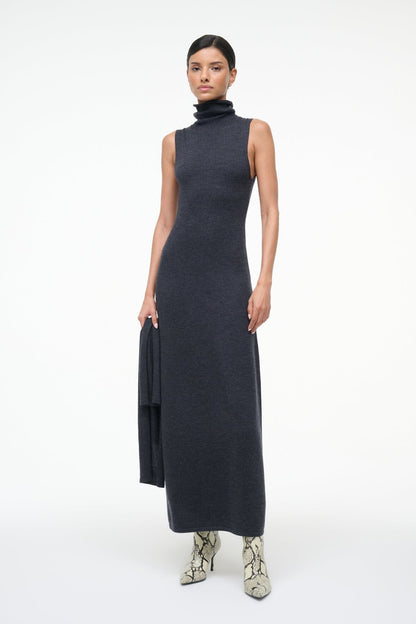 STAUD | Canal Midi Dress Charcoal