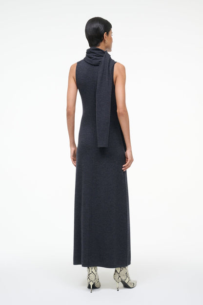 STAUD | Canal Midi Dress Charcoal