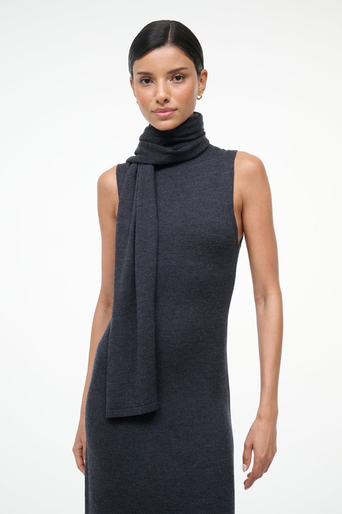 STAUD | Canal Midi Dress Charcoal