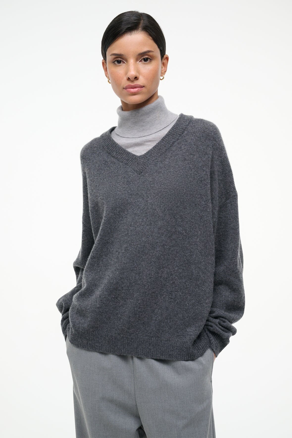 STAUD | Doris Cashmere Sweater Charcoal