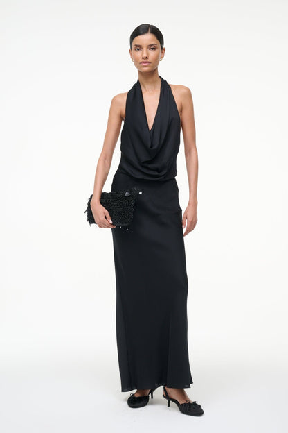 STAUD | Poppi Silk Dress Black