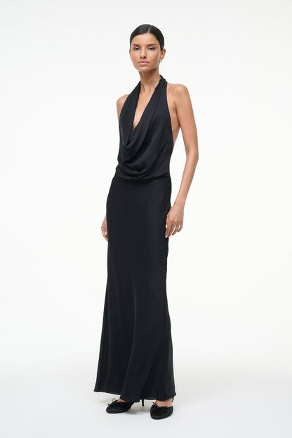 STAUD | Poppi Silk Dress Black