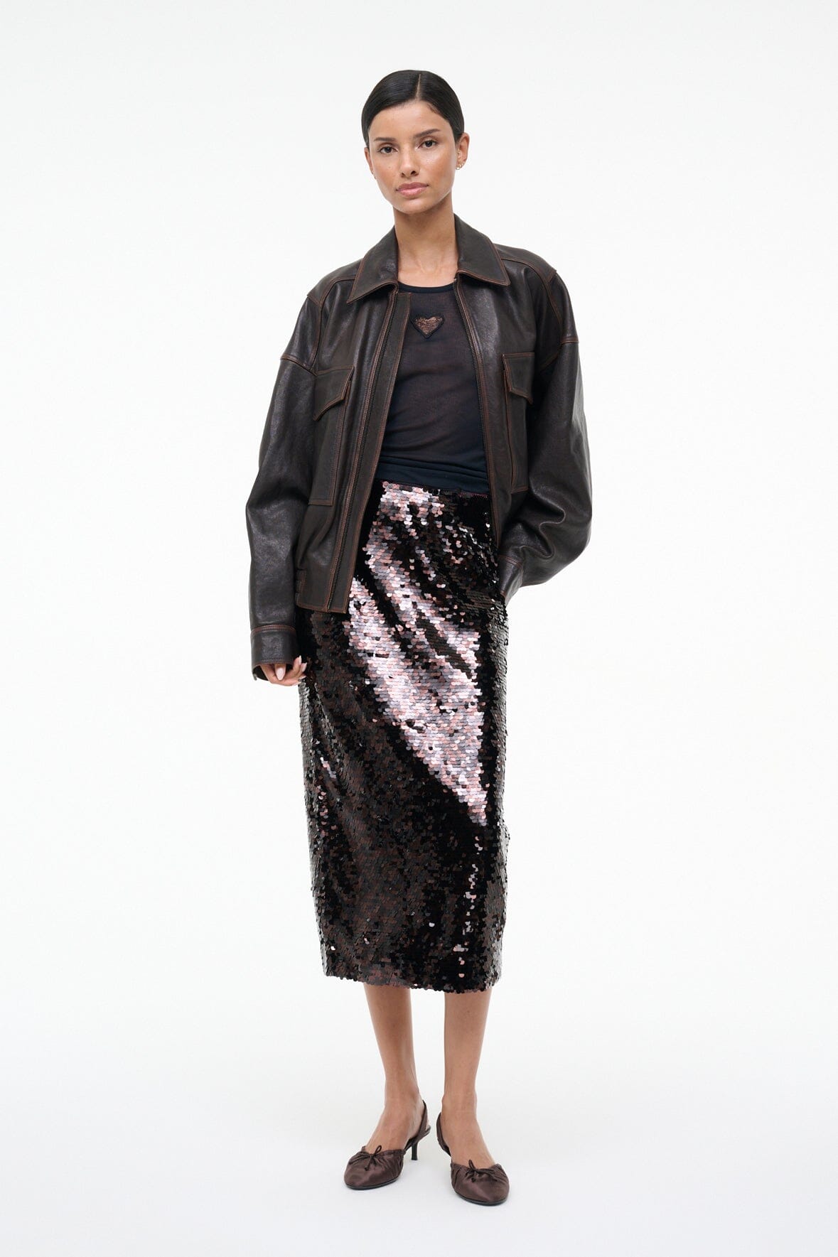 STAUD | Ciara Skirt Espresso Black