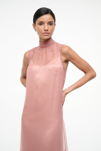 STAUD | Albee Dress In Dahlia Daydream Pink - Organza Evening Gown