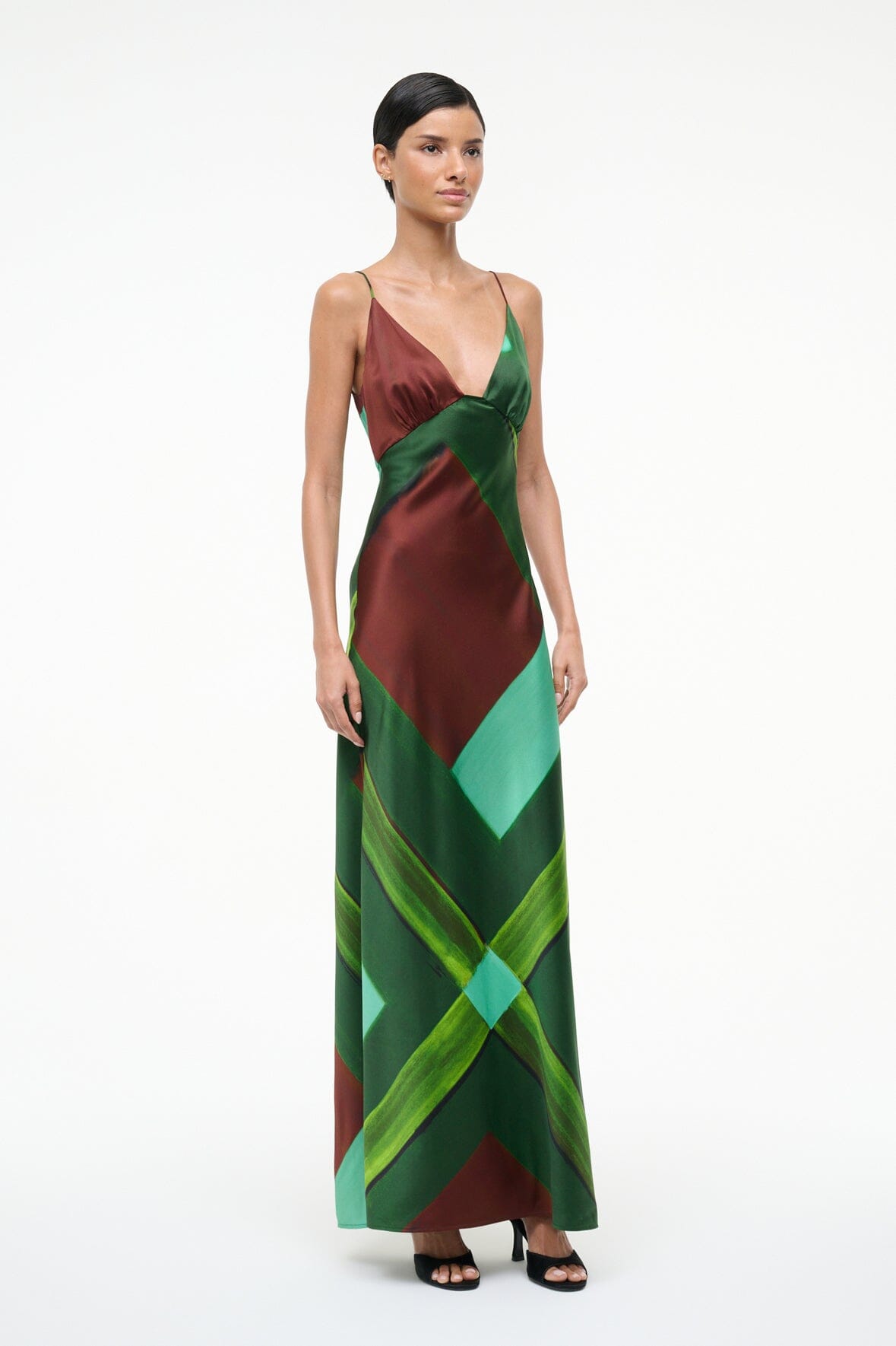 STAUD | Hank Silk Dress Emerald Prism