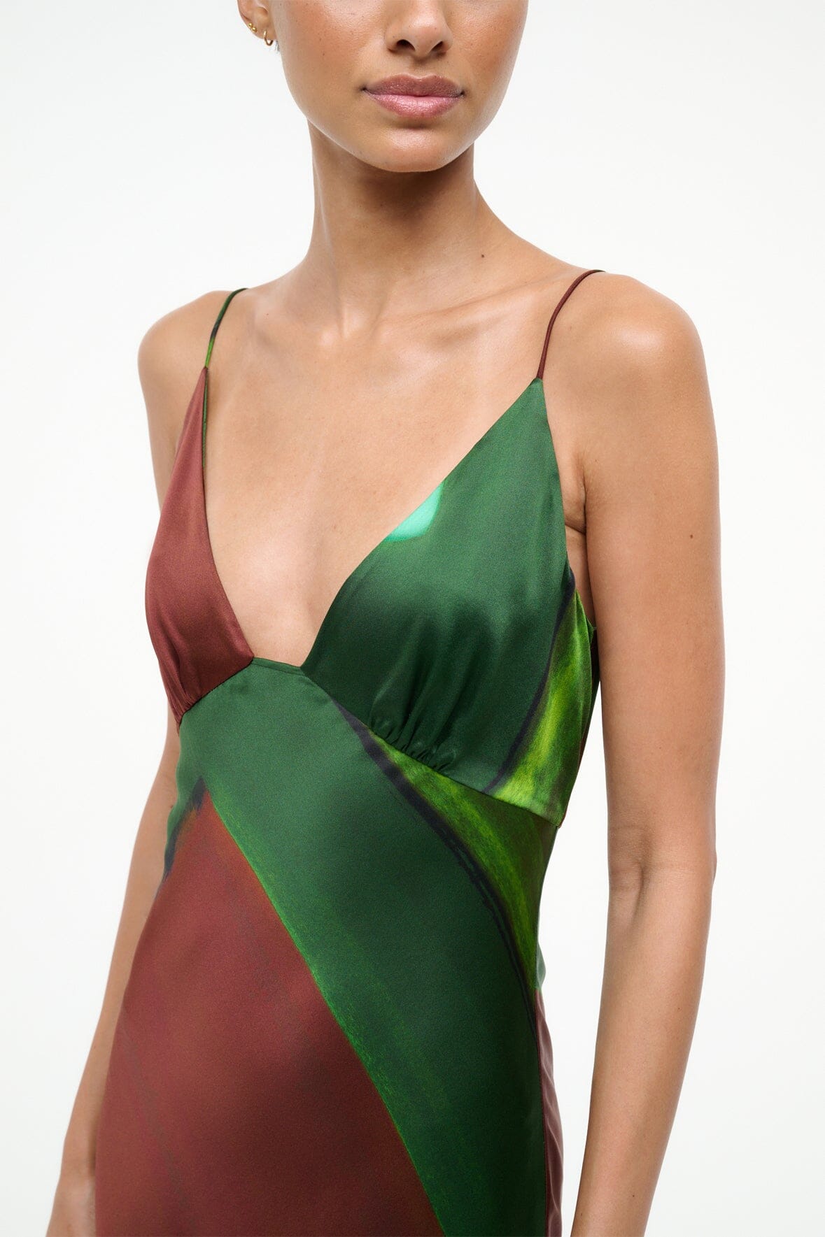 STAUD | Hank Silk Dress Emerald Prism