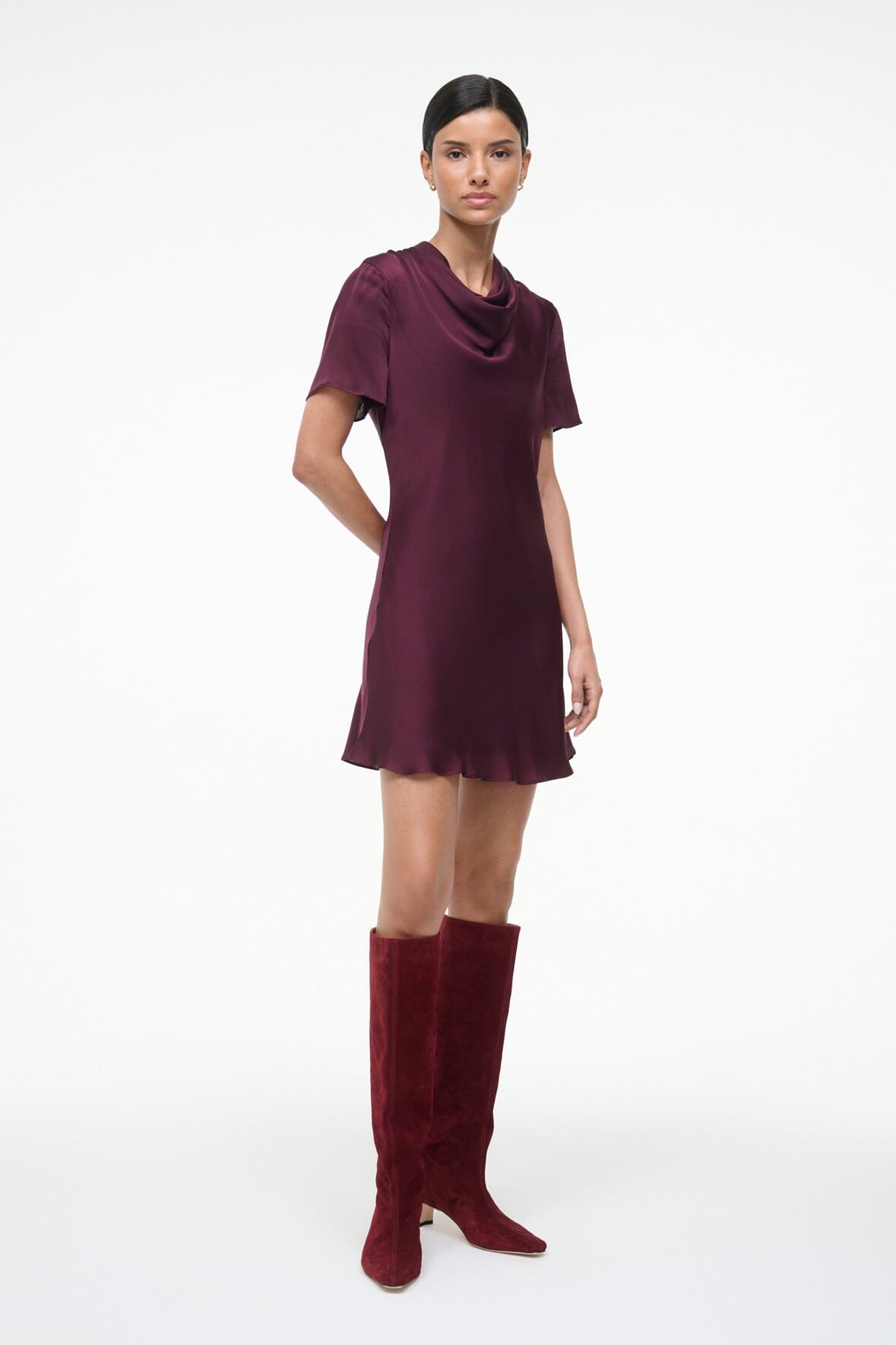 STAUD | Iris Silk Dress Syrah