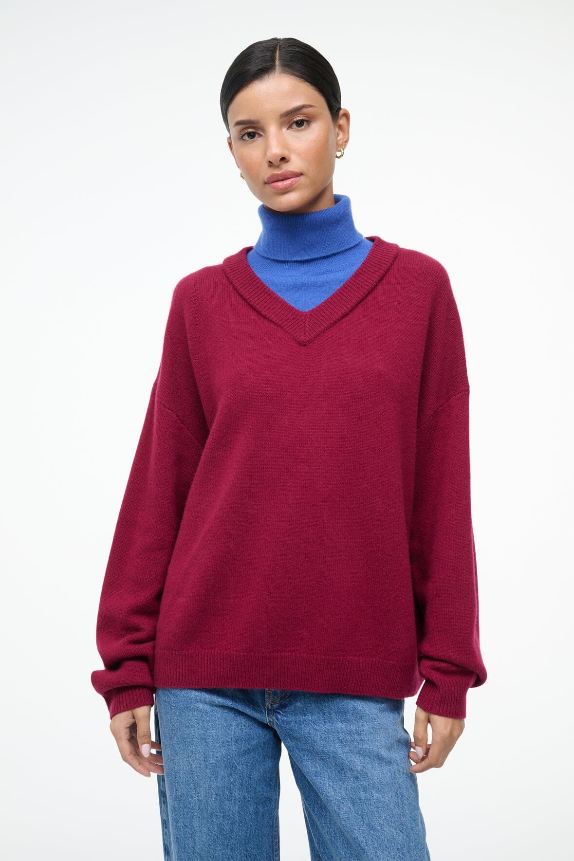 STAUD | Doris Cashmere Sweater Crimson Sapphire