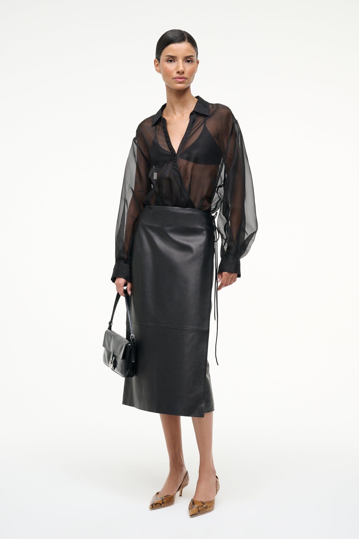 STAUD | Eve Silk Bodysuit Black
