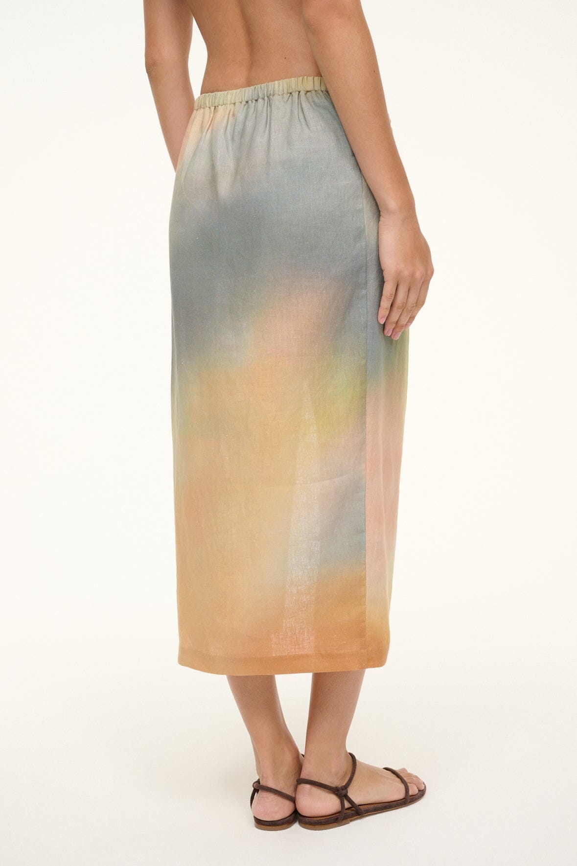 STAUD | Porto Linen Skirt Pastel Clouds