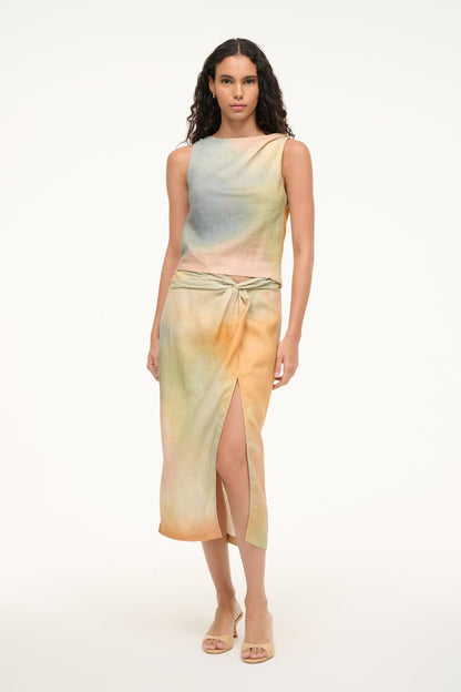STAUD | Porto Linen Skirt Pastel Clouds