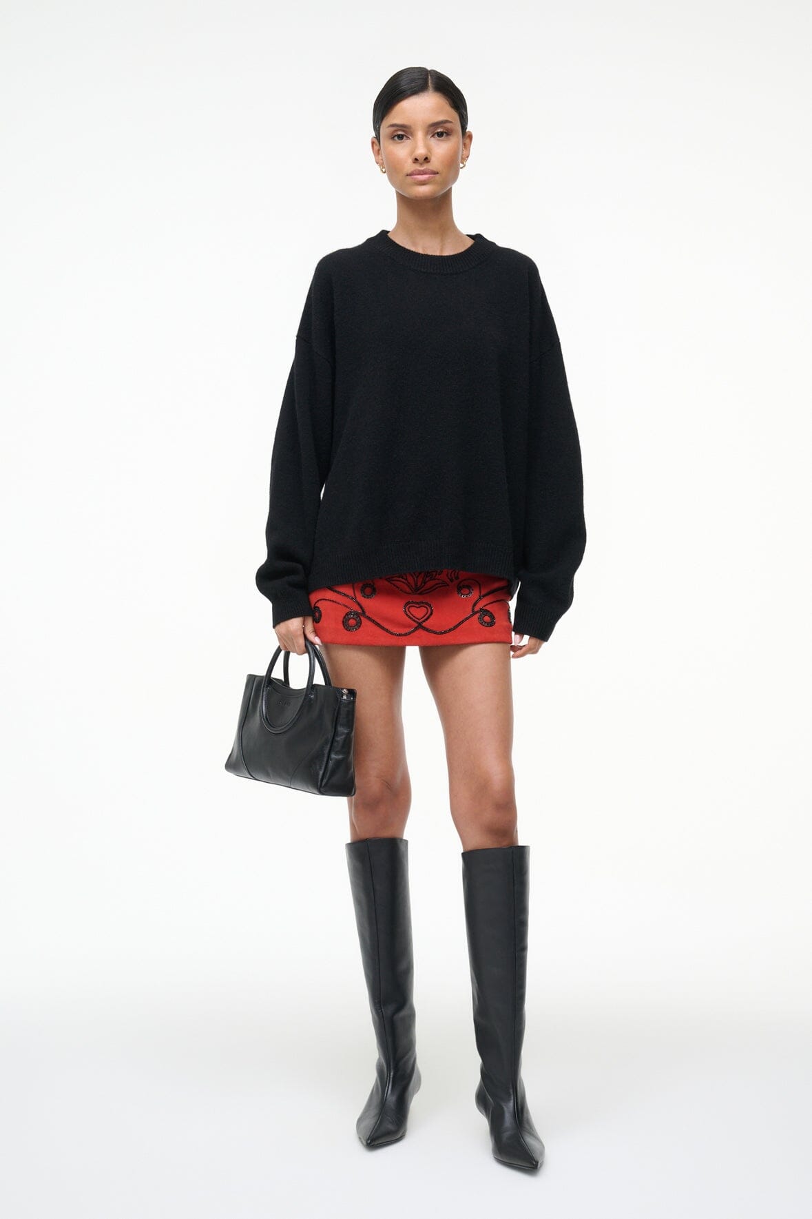 STAUD | Crest Skirt Cayenne Beaded