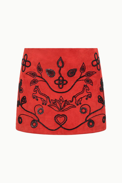 STAUD | Crest Skirt Cayenne Beaded