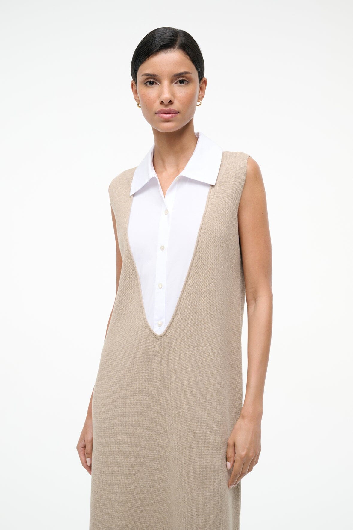 STAUD | Leslie Dress Sand/White