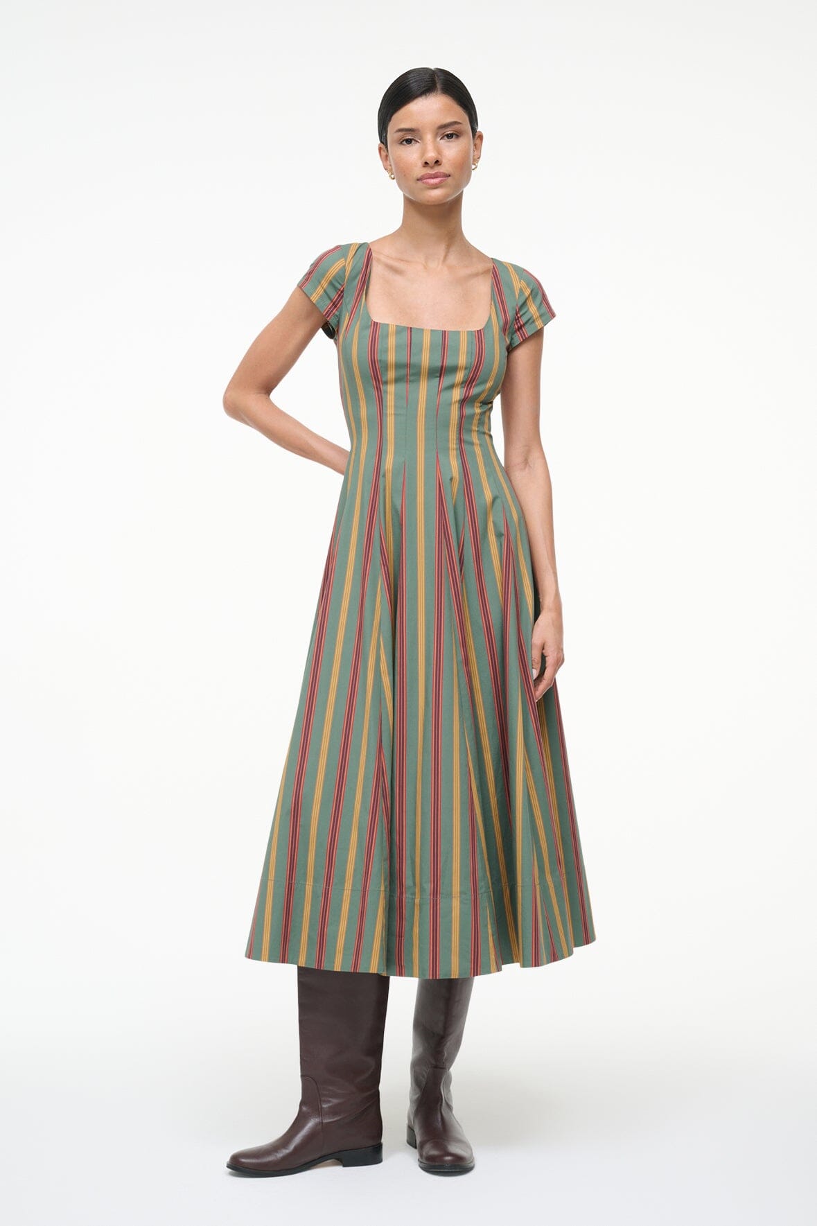 STAUD | Short Sleeve Wells Dress Trailblazer Stripe