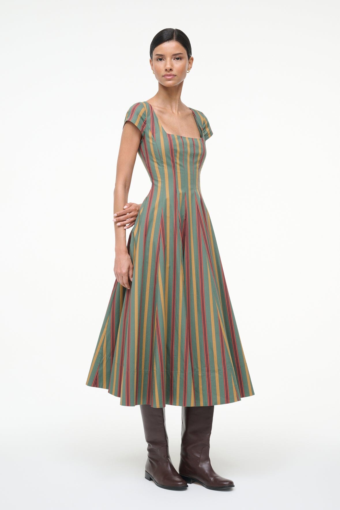 STAUD | Short Sleeve Wells Dress Trailblazer Stripe