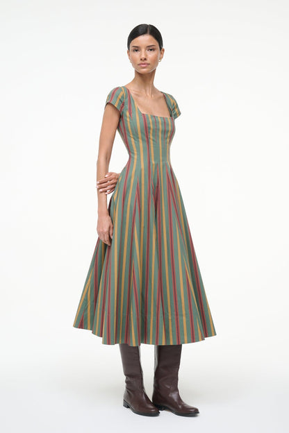 STAUD | Short Sleeve Wells Dress Trailblazer Stripe