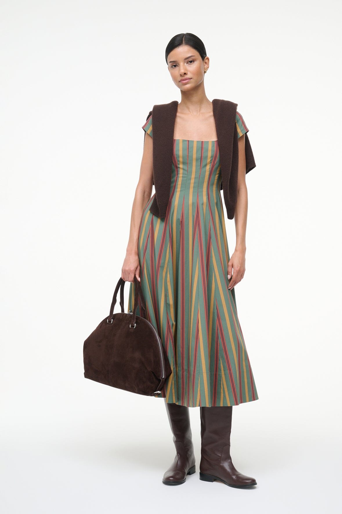 STAUD | Short Sleeve Wells Dress Trailblazer Stripe