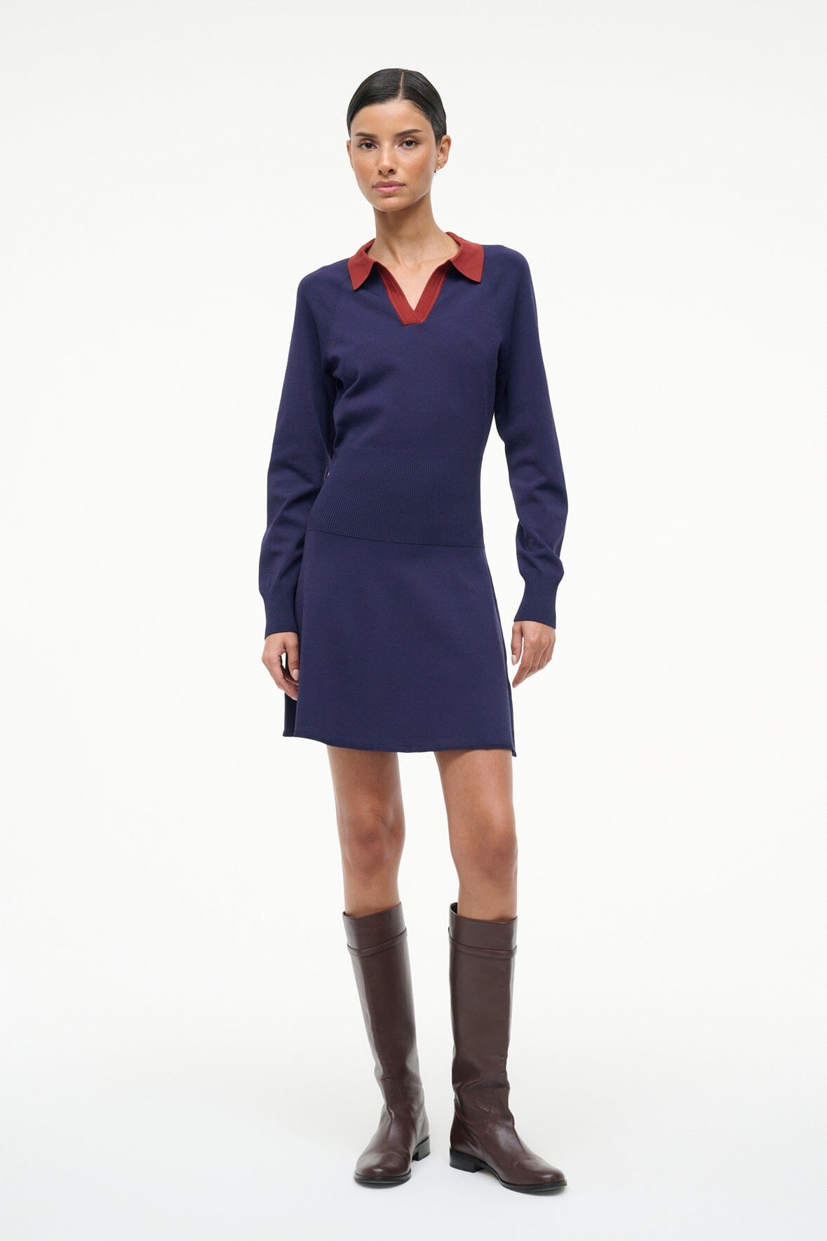 STAUD | Gene Dress Navy Sangria