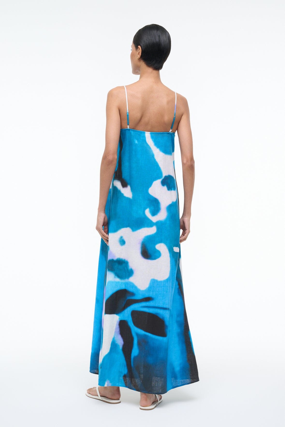 STAUD | Laura Linen Dress Blue Haze