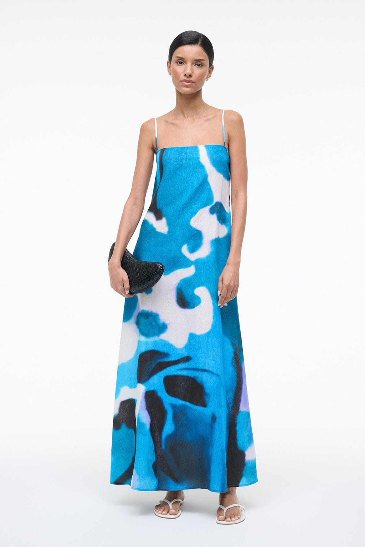 STAUD | Laura Linen Dress Blue Haze