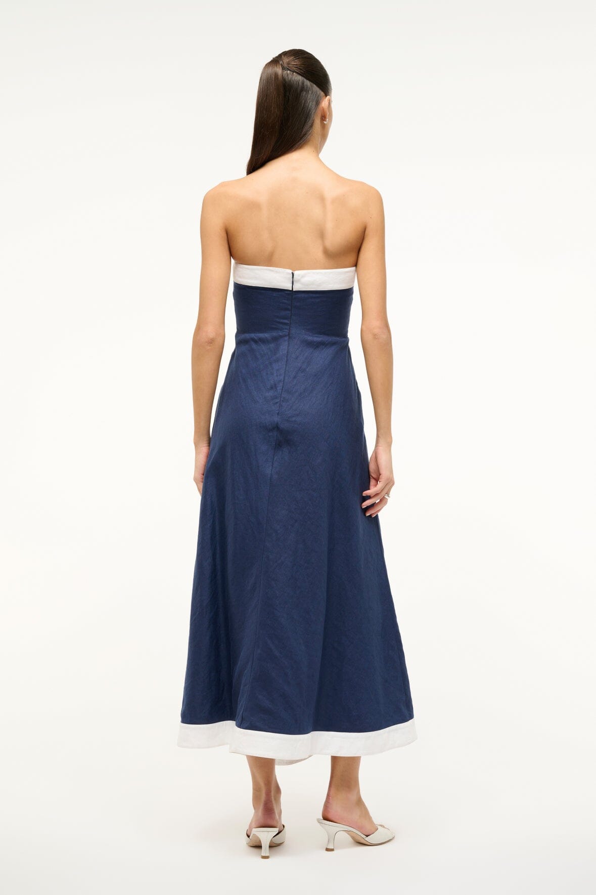 STAUD | Sirani Dress Navy White