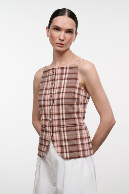 STAUD | Una Top Tuscany Plaid