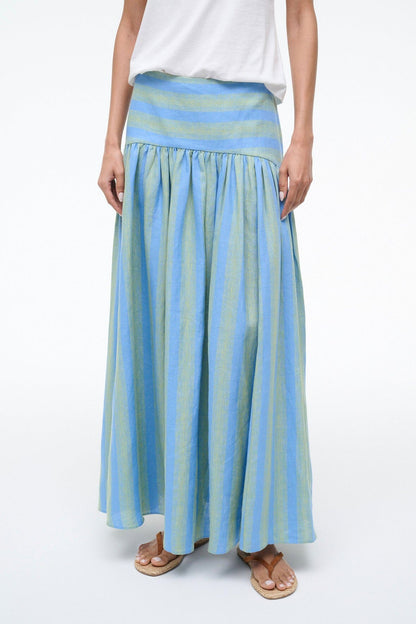 STAUD | Procida Linen Skirt Seaport Stripe