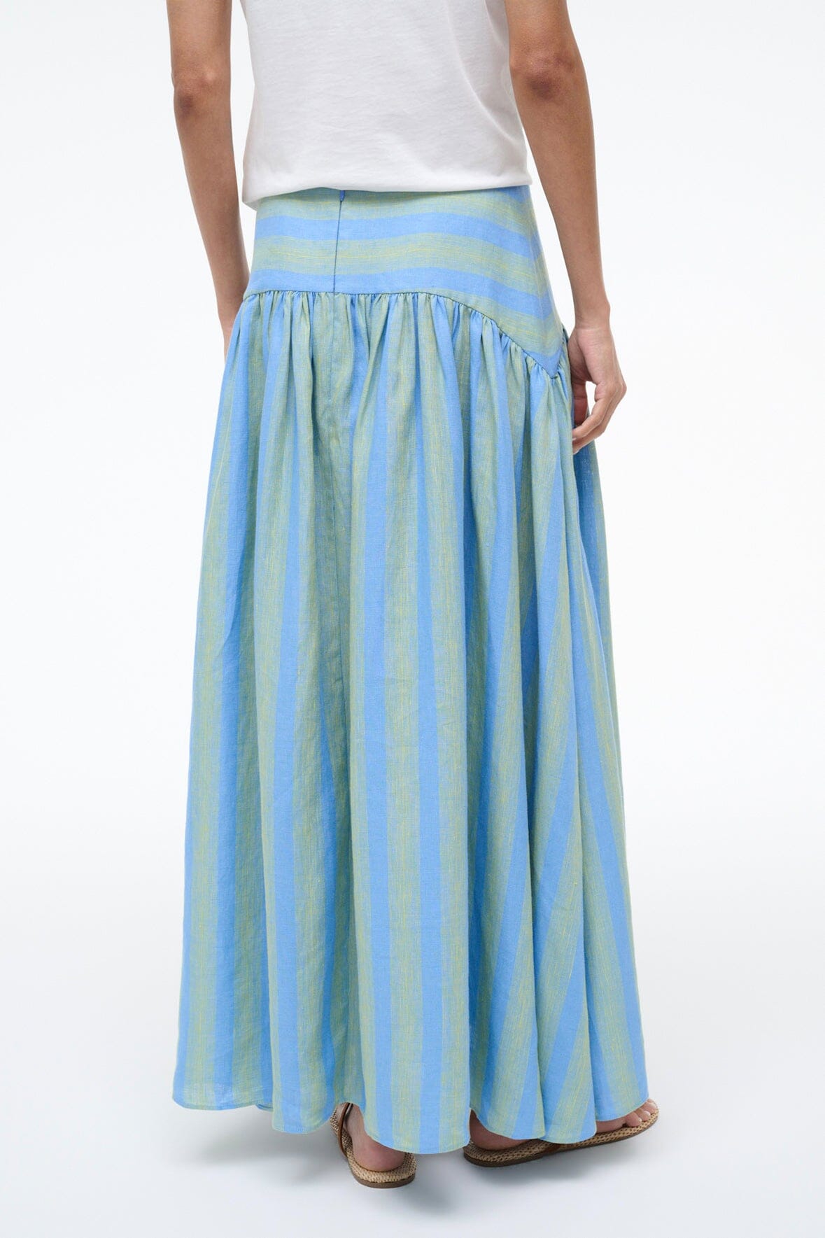 STAUD | Procida Linen Skirt Seaport Stripe