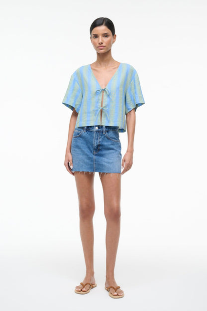 STAUD | Ava Linen Top Seaport Stripe