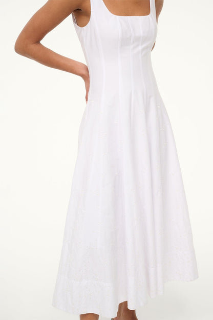 STAUD | Wells Dress White Embroidery
