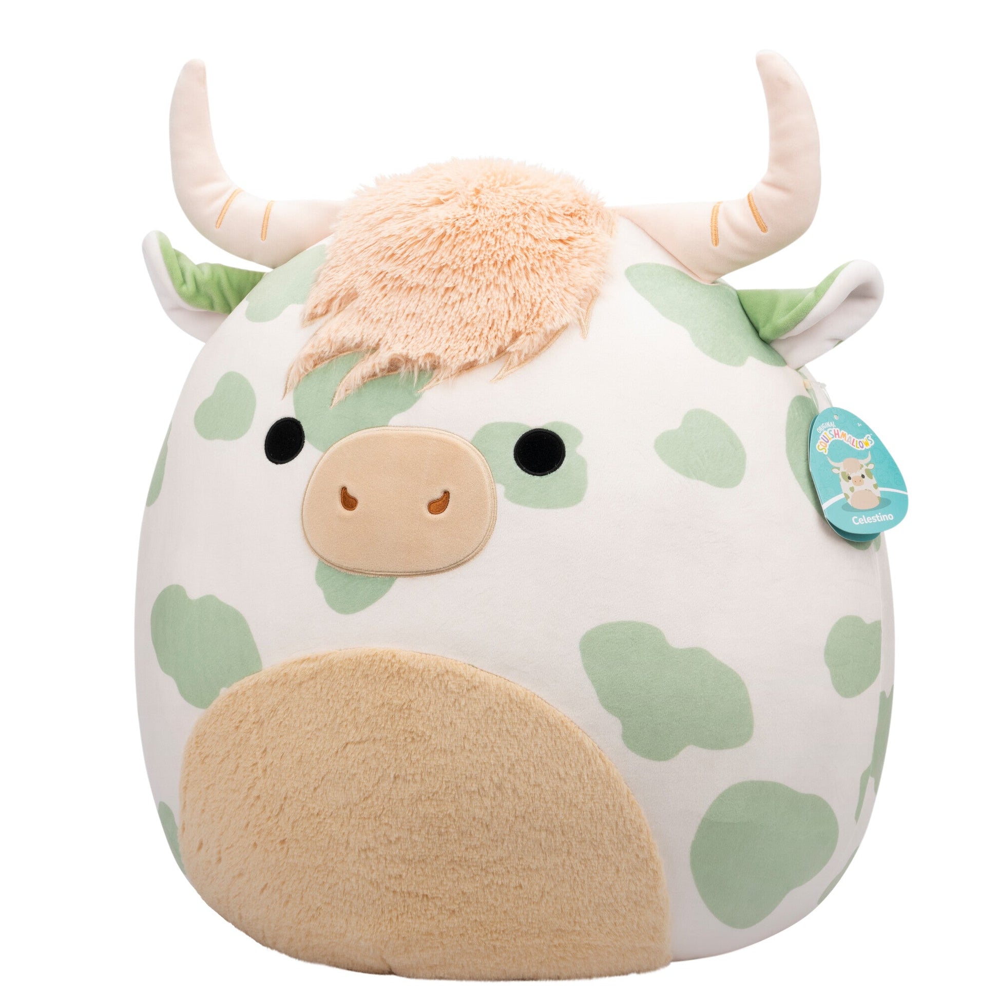 Squishmallows - Squishmallows 20" Celestino the Sage Green Spotted Highland Cow | Jazwares